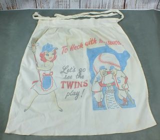 Vintage Minnesota Twins Apron To Heck With Housework Cotton Rare