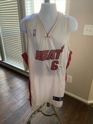 Lebron James Miami Heat 6 Jersey Adidas 52 White Basketball Sewn Nba Authentic