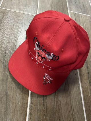 Vintage 90s Nba Chicago Bulls Snapback Hat Cap Adjustable Logo