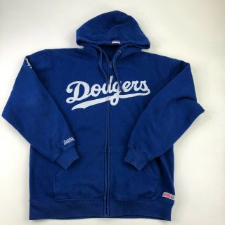 Stitches La Dodgers Mens Jacket Blue Zip Up With Hood Los Angeles Adult Large
