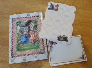 Susan Wheeler Holly Pond Hill Stationery Folio Set,  Bunnies Flower Garden