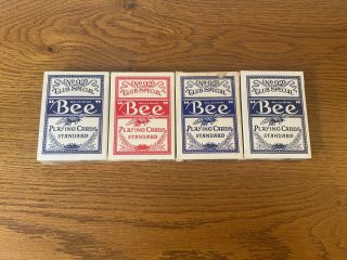 Bee Standard Index Poker Playing Cards Casino Quality 1 Red & 3 Blue Bee Decks