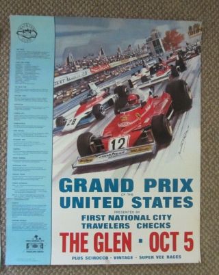 1975 Watkins Glen F1 Poster United States Grand Prix Niki Lauda Ferrari