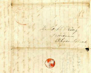 1835 - To Joseph King Of Providence,  Rhose Island - From Mabel Finy - Death Struggle