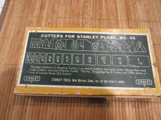 Cutters For Stanley Plane No.  45 W/ Box Complete Set Of 23 Cutters