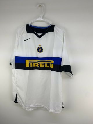 Nike 90 2005 - 2006 Inter Milan Pirelli 1908 White Away Soccer Jersey Sz L