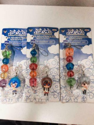 Japanese Antique Evangelion Figure Cute Petit Eva Key Chain Strap Beads Set Of 3