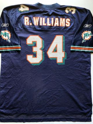 Vintage Ricky Williams Miami Dolphins 34 Reebok Nfl Football Jersey 2xl
