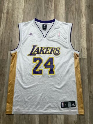 Vintage Adidas Nba Los Angeles Lakers 24 Kobe Bryant White Jersey Sz L