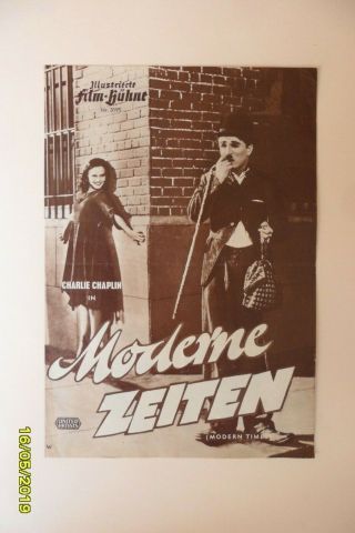 Illustrierte Film - Bühne Modern Times Charlie Chaplin Paulette Goddard Flyer