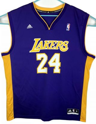 Adidas Kobe Bryant 24 Mens Los Angeles Lakers Purple Gold Jersey Size Xl