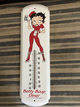 Betty Boop Vintage Thermometer Betty Boop Diner Metal Tin Sign 5 1/4 W X 17 " T