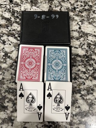 Kem Plastic Playing Cards,  2 Decks,  Florence Red And Blue In Plastic Case.  Poker