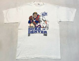 Vintage 1988 Nfl John Elway Denver Broncos Caricature T - Shirt White L Tee Usa