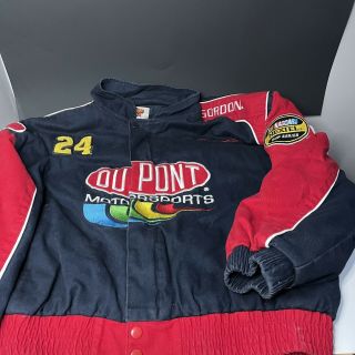 Jeff Gordon Winners Circle Rare Vintage Jacket Dupont Nascar Racing Red Blue 24