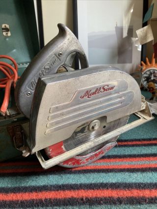 Rare Mall Saw Model 71 Buck Rogers 1950 design 8.  4 amp tool,  Metal Box 2