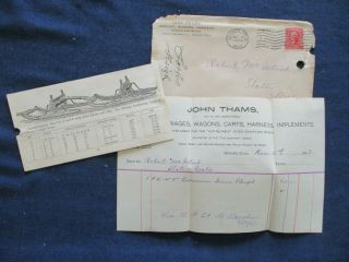 1903 Denver Colorado John Thams Wagon & Harness Cover Billhead Sleigh Brochure