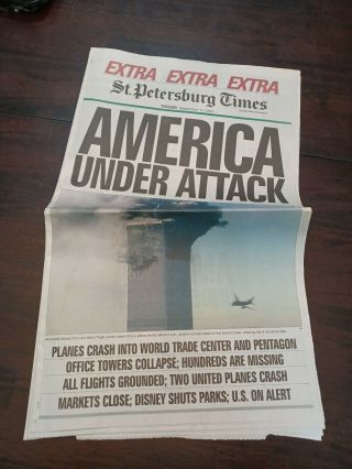 St Petersburg Times Newspaper Extra September 11 2001 America Under Attack