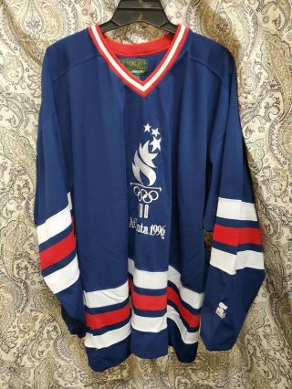 Rare,  Vintage Starter 1996 Atlanta Olympics Usa Hockey Jersey Size L