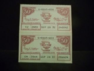 Lottery Tickets (5) - Pennsylvania Lottery - Aug,  Sept,  Oct 1972