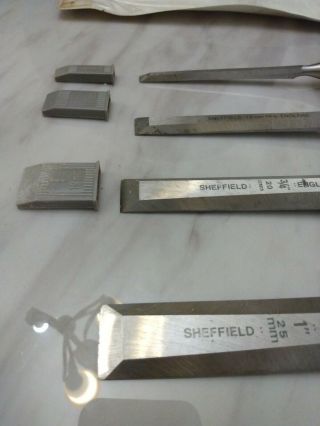 Set of 4 Record Marples Sheffield England No.  M444/S4 Blue Chip Bevel Chisels 2