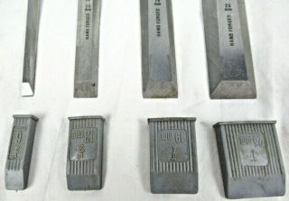 Record Marples Sheffield England No.  M444/S4 Set of (4) Blue Chip Bevel Chisels 3