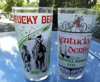 Vintage 1972 & 1973 Kentucky Derby Glasses Churchill Downs