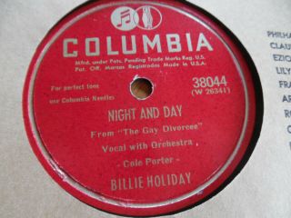 Billie Holiday Gloomy Sunday,  Night & Day Col 38044 1941 Rec Lester Young Vg,