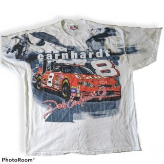 Rare Dale Earnhardt Jr Vintage F/b Print T - Shirt Size Xl White Nascar Racing