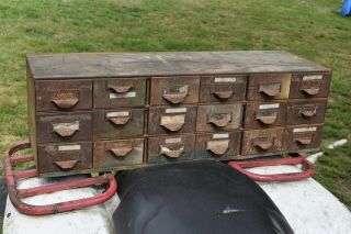 Vintage Lyons18 Drawer Metal Parts Cabinet About 11 " Deep Label Holders