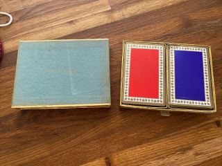 Vintage Tiffany & Co.  Playing Cards.  Two Decks In Slide Out Case Purple And Red