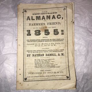 Antique The England Almanac And Farmer 