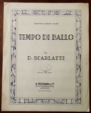 Tempo Di Ballo By D.  Scarlatti,  H.  Freeman & Co.  Vintage Sheet Music – Pub.  1937