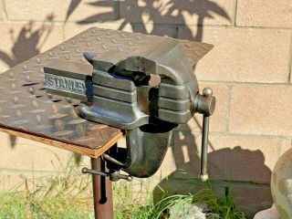 Vintage Stanley No.  766 Table Mount Vise,  3  Jaw,  With Anvil Area,  Made In Usa
