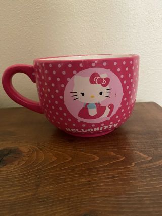 Hello Kitty Pink Polka Dot Ceramic Jumbo Cup/mug 22oz