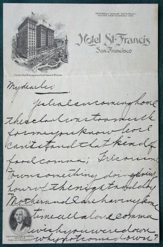 Hotel St Francis San Francisco California Old Letter W Graphic Letterhead