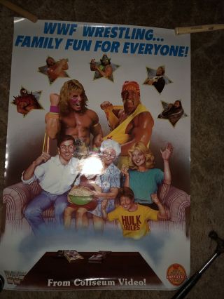 Vintage 1991 Wwf Wrestling Coliseum Video Vhs Promo Poster 27x39 Hogan Warrior