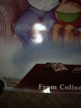 Vintage 1991 WWF Wrestling Coliseum Video VHS Promo Poster 27x39 Hogan Warrior 2