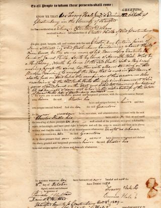 1830 Glastonbury Ct Deed Ivory Hill & Wife To Chester Hill,  Land In Glastonbury
