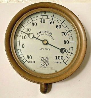1938 Worthington Pump & Machinery Co.  York Brass Air Pressure Gauge As - Is