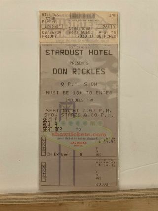 2004 Stardust Hotel Don Rickles Show Las Vegas Nevada Nv