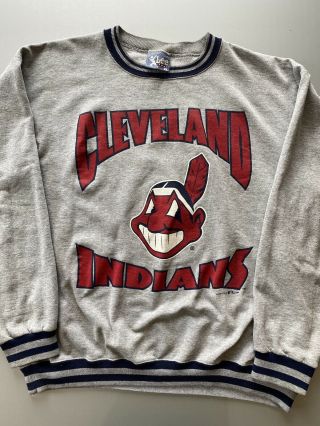 Vintage 1995 Cleveland Indians Chief Wahoo Sweatshirt Mlb Sweater L 90s Rare Vtg