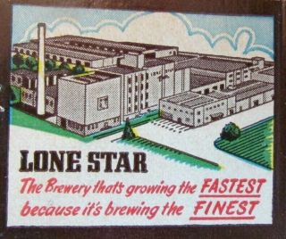 Lone Star Beer Brewing Co.  (san Antonio,  Texas) 1950s Matchbook Matchcover - E1