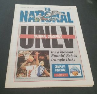 The National Sports Daily Paper April 3 1990 Larry Johnson & Unlv Trample Duke