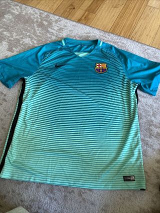 2016 - 17 Nike Fc Barcelona Men’s Third Soccer Jersey Xxl 2xl Teal Barca