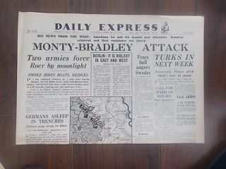 Daily Express Wwii Newspaper February 24th 1945 U.  S.  Forces Attack East Of Aix