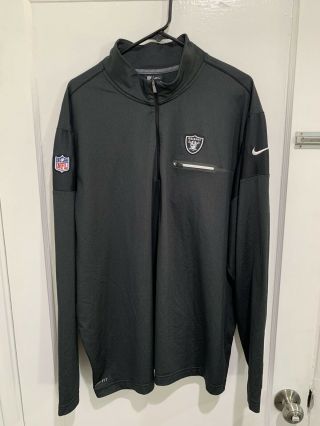 Nike Las Vegas Oakland Raiders 3xl Men On Field 1/4 Zip Long Sleeve Jacket/shirt