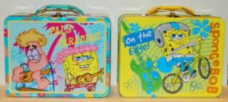 Spongebob Squarepants Large Carry All Tin Tote Lunchboxes Set Of 2 Series 2,