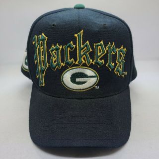 Vintage 90s Green Bay Packers Drew Pearson Old English Pro Snapback Hat
