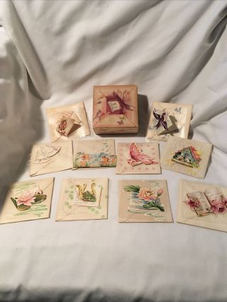 Little Ones 10 Mini Fold Out Greeting Cards/box 1948